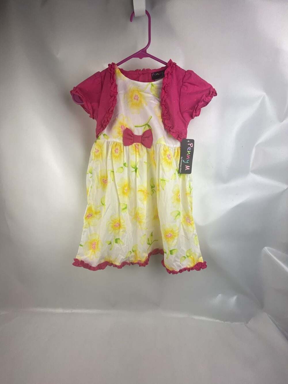 Penny M by Penelope Mack Girls Yellow Floral Dress 5T